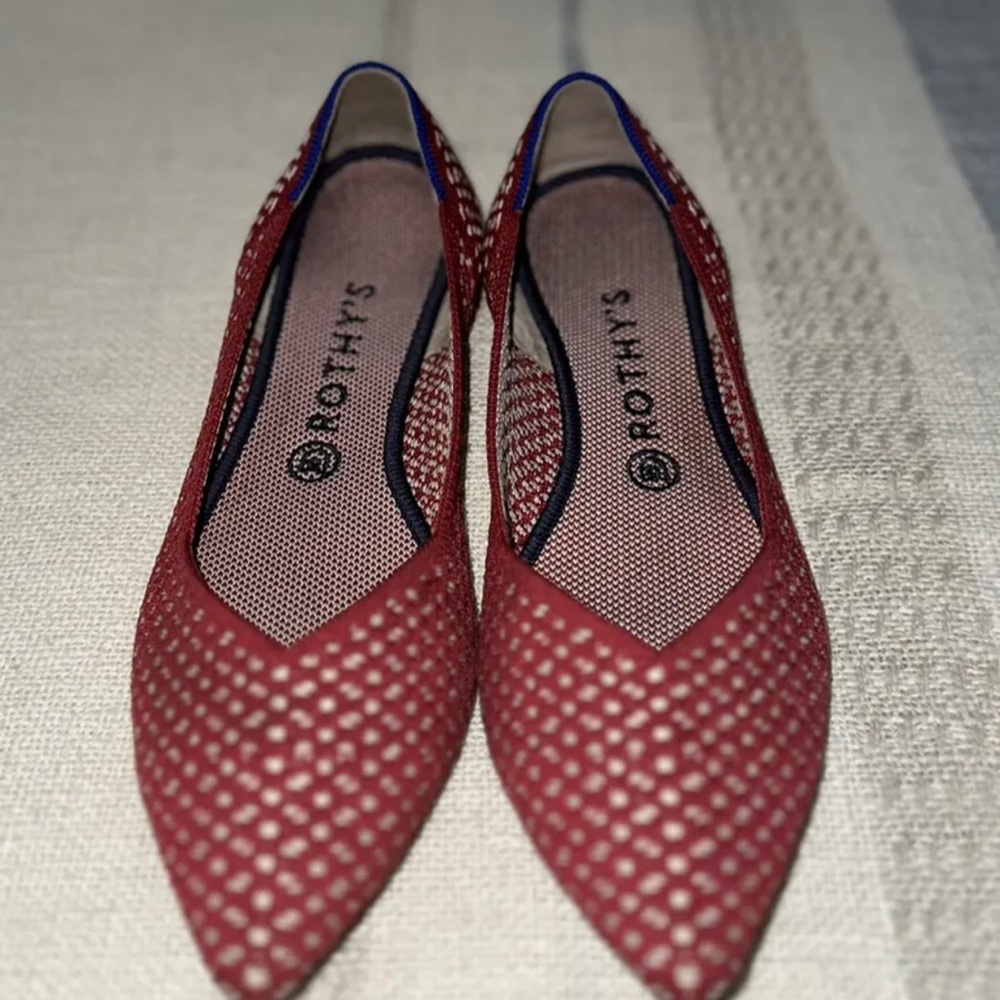 Rothy's The Point Red Apple Ballet Flats Honeycomb US 10.5 / EU 41 Rare Retired - Picture 2 of 9